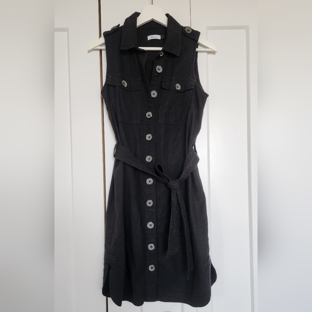 Reitmans Black Midi Dress with Button Detail